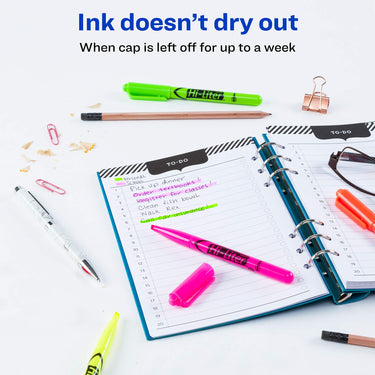 AVERY Hi-Liter Pen-Style Highlighters, Smear Safe Ink, Chisel Tip, 4 Assorted Color Highlighters (23545)